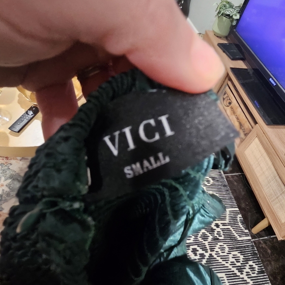 VICI Leanna Strapless Bustier Satin Pleated Maxi Midi Dress.Emerald Green.S NWOT - Picture 4 of 13